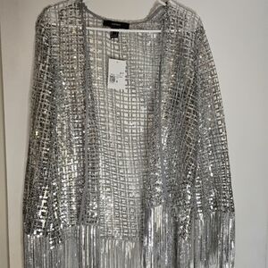 Forever 21 Silver kimono fringe open top